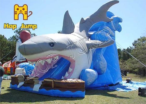 do salto inflável grosso da corrediça de água do tubarão do PVC de 0.55mm crianças combinados Inflatables
