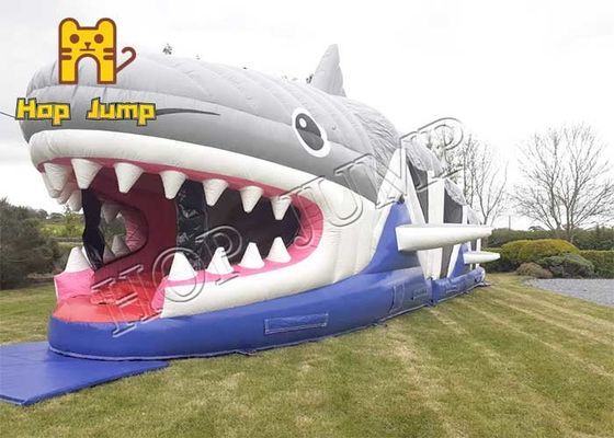 Casa inflável do salto do campo de jogos do tubarão exterior de Inflatables das crianças combinado