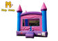 rosa do PVC de 0.4mm-0.55mm e castelo de salto inflável da casa roxa do salto